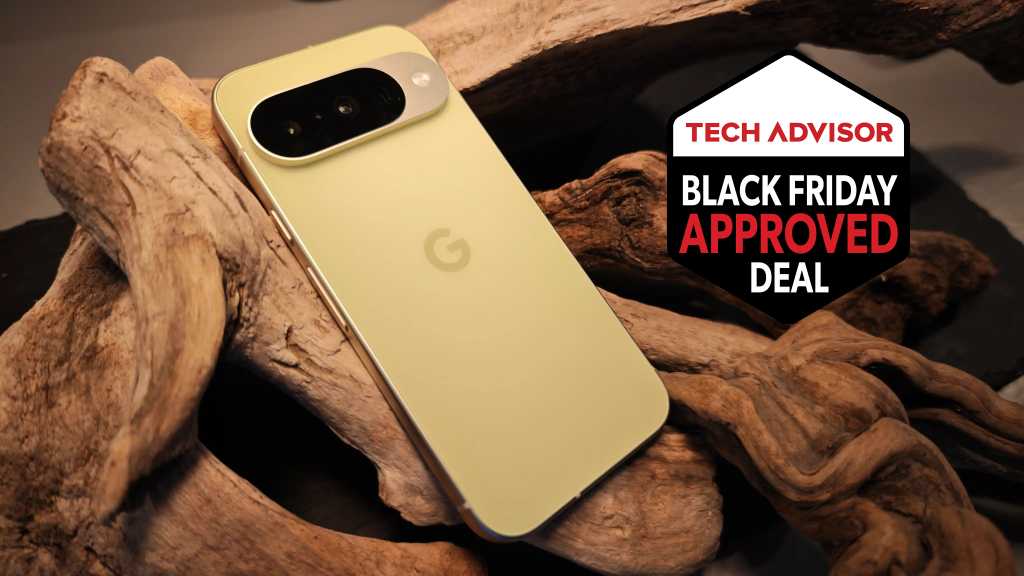 Google Pixel 10 next to Tech Advisor Black Friday Approved Deal logo
