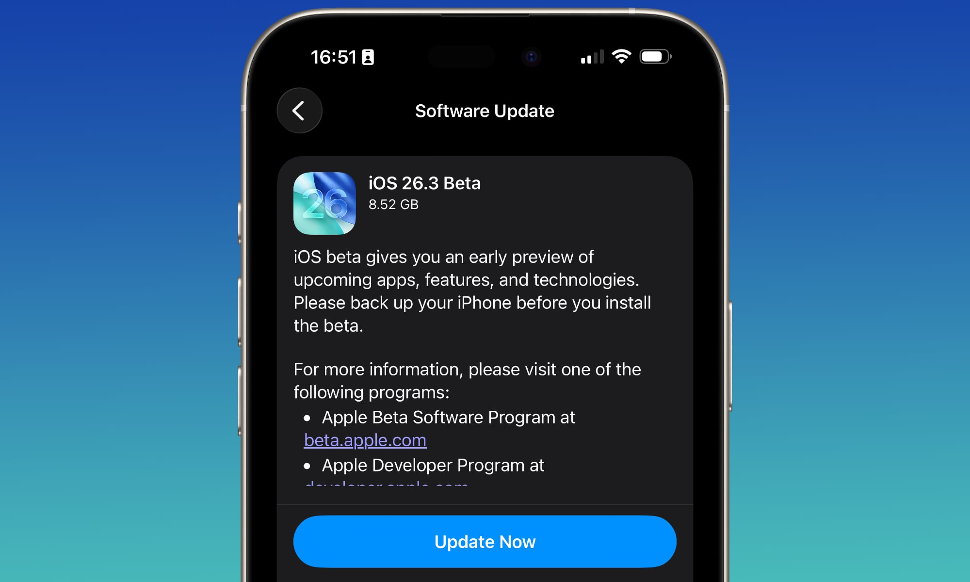 iOS 26.3 beta 1 hero