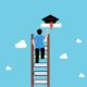 Person on a ladder reaching for a graduate hat as the adoption of generative AI has outpaced workforce capability, prompting OpenAI to target the skills gap with new certification standards.