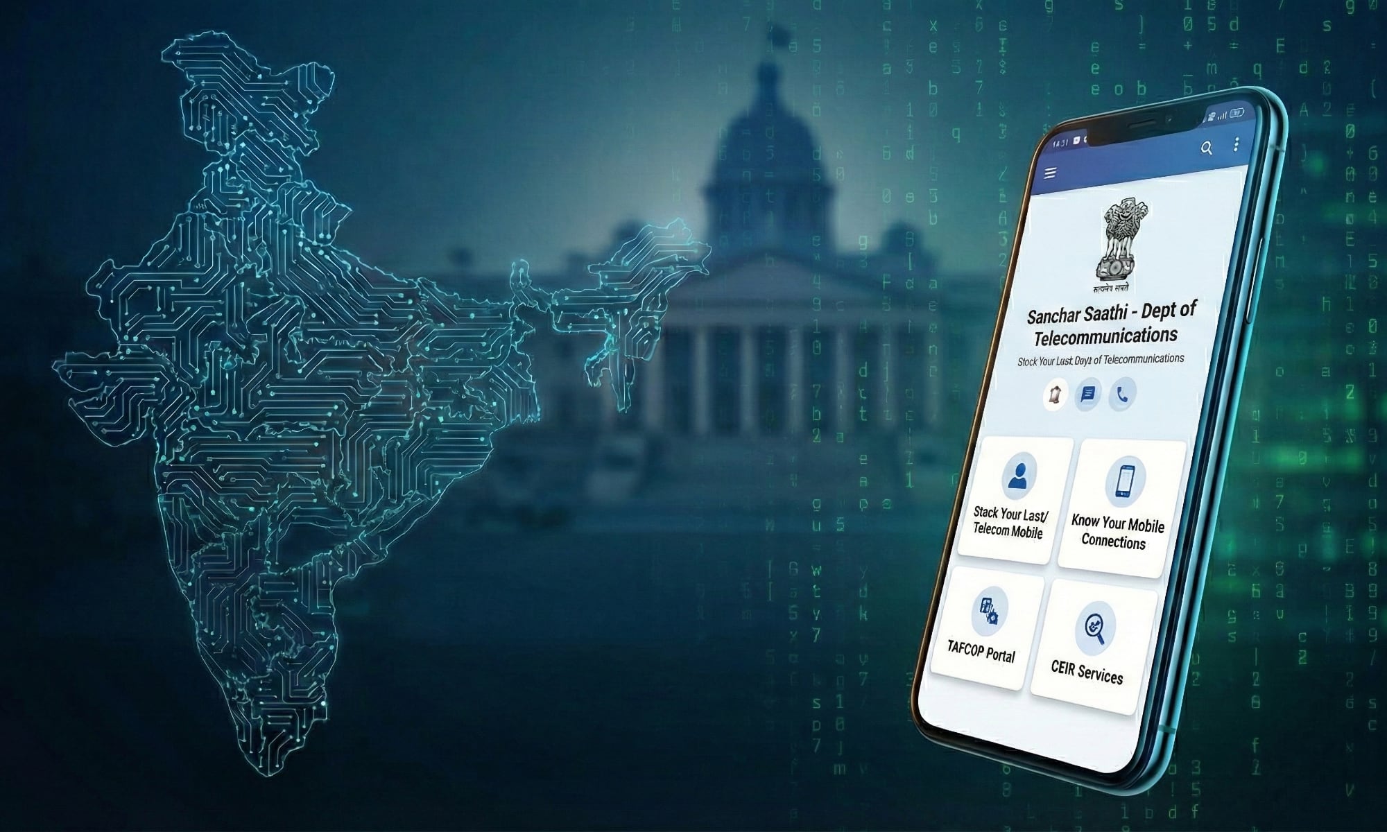 India Sanchar Saathi app abstract