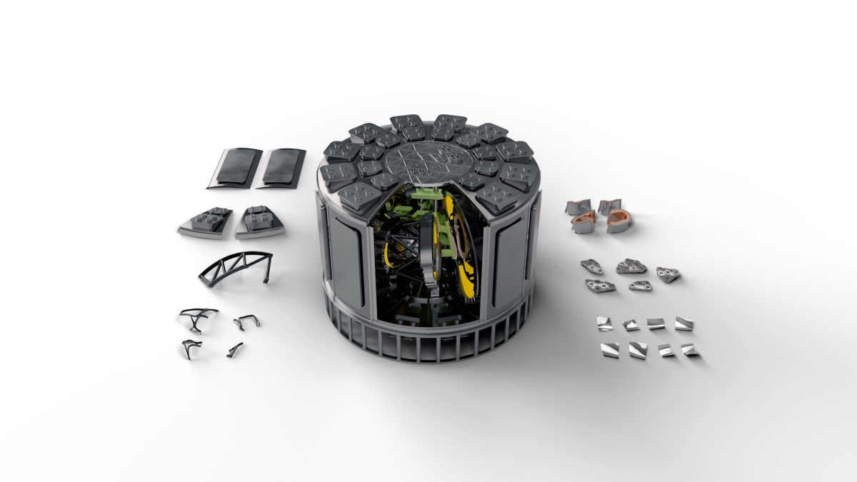 An illustration shows the parts of Thea Energy's Helios power plant.
