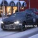 Prototype of the 2026 BMW i3 Sedan testing in winter conditions near Arjeplog with production headlights visible.