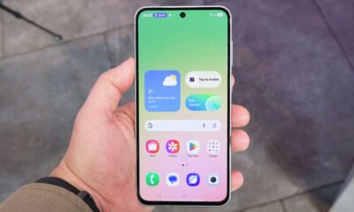 Samsung Galaxy A56 hands on front handheld home screen straight