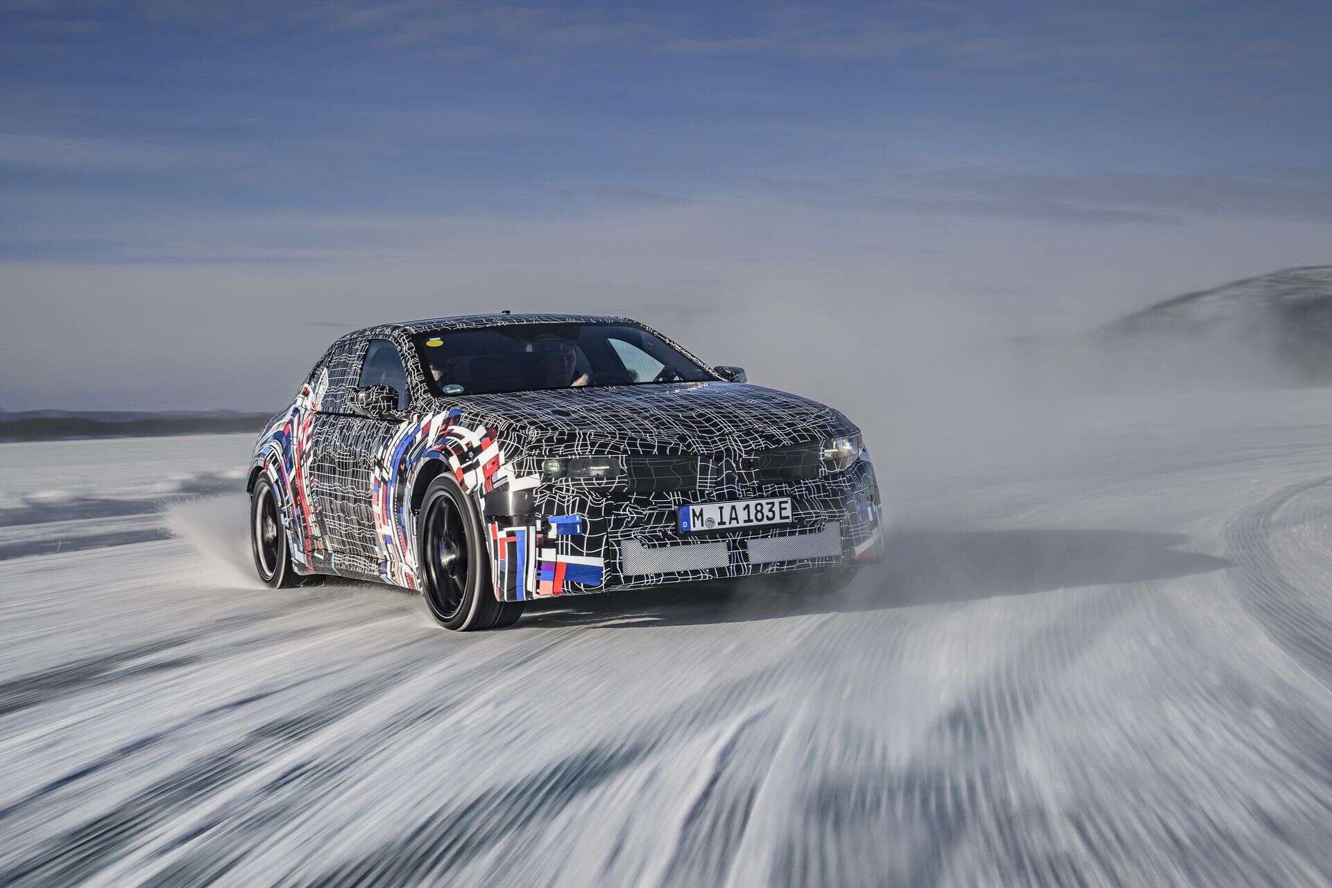 BMW M3 prototype in motion on snow