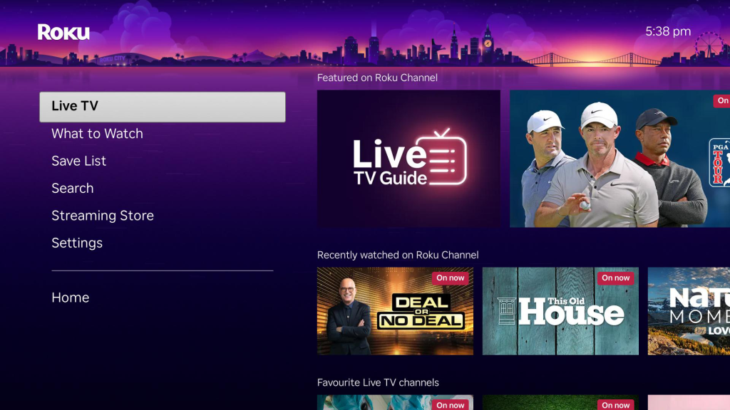 Roku - Live TV guide