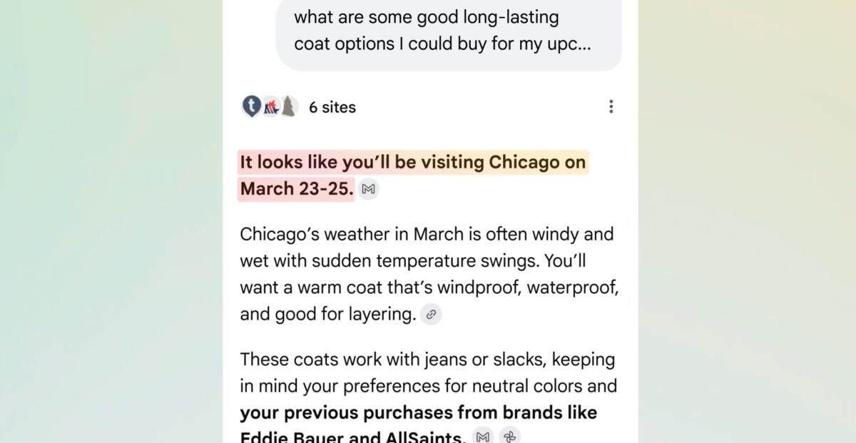 Google Search AI Mode can use Gmail and Photos to get to know you