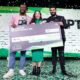Kevin A. Damoa, Founder & CEO, Glīd, Claire Kroft and Ankit Malhotra, winners of the Startup Battlefield 2025, pose onstage during day three of TechCrunch Disrupt 2025 at Moscone Center on October 29, 2025 in San Francisco, California.