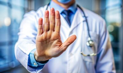 Doctor'S Hand, Stop Sign, Healthcare Warning, Medical Advice.