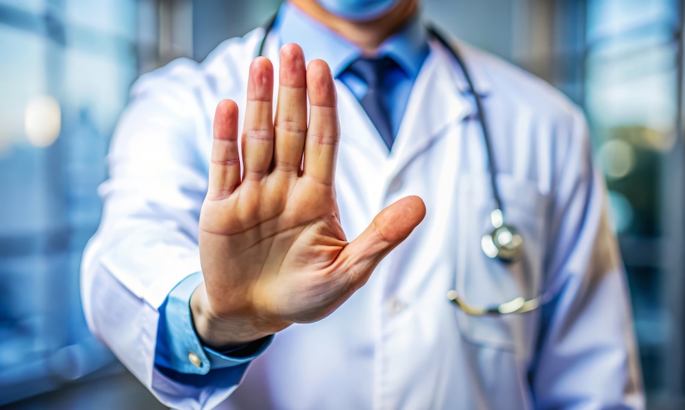 Doctor'S Hand, Stop Sign, Healthcare Warning, Medical Advice.