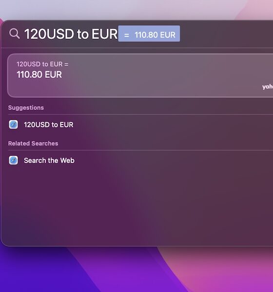 Convert Units on Mac Spotlight Search