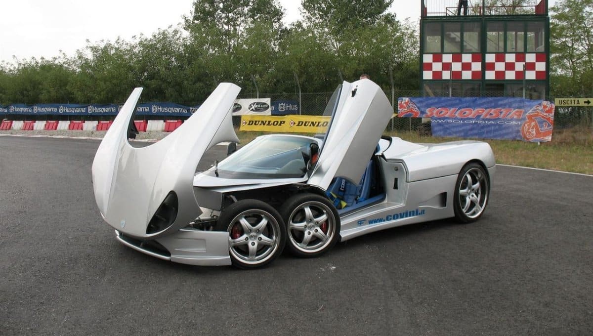 Covini C6W Six-Wheeled Supercar with a Double Front Axle