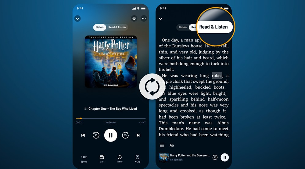 Audible syncs ebook reading and audiobook listening to keep you focused