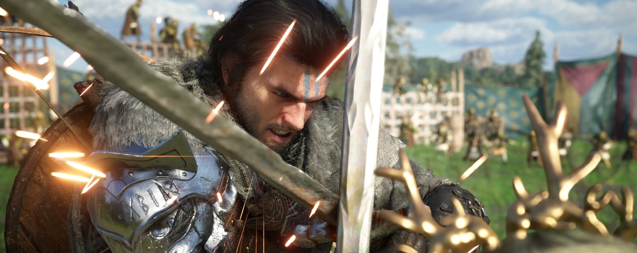 Crimson Desert Kliff locking swords with enemy – header screenshot