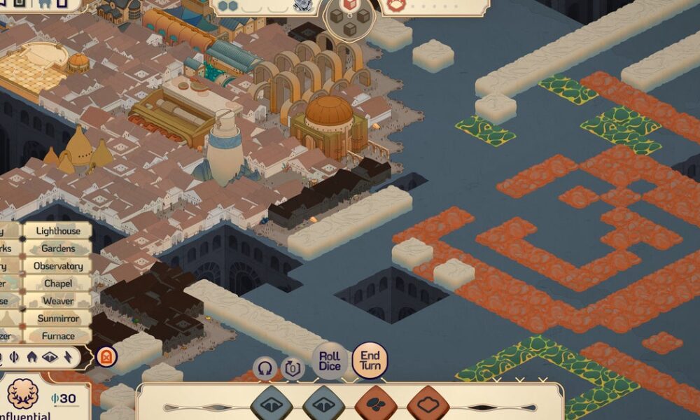 Coexist with a capricious, rusty moon in Amberspire, the new isometric city-builder from the creator of The Banished Vault