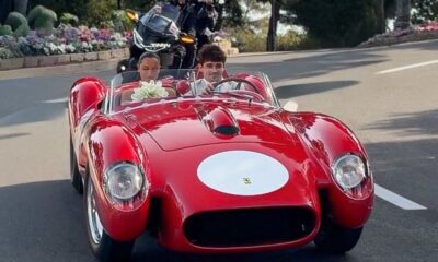 Charles Leclerc ties the knot & drives off in a 1957 Ferrari 250 Testarossa