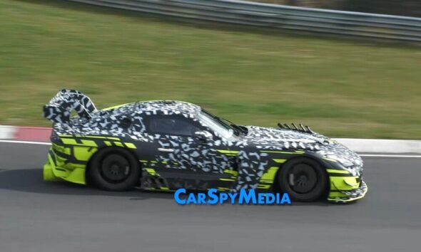 All-new Mercedes-AMG GT Black Series with active aero spied at Nurburgring