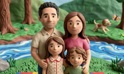 Claymation-style image of a family, made by Google Gemini