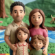 Claymation-style image of a family, made by Google Gemini