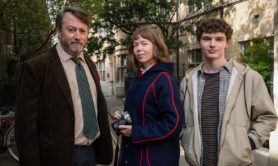 Ludwig season 2 - John ‘Ludwig’ Taylor (David Mitchell), Lucy (Anna Maxwell Martin) and Henry Betts-Taylor (Dylan Hughes)