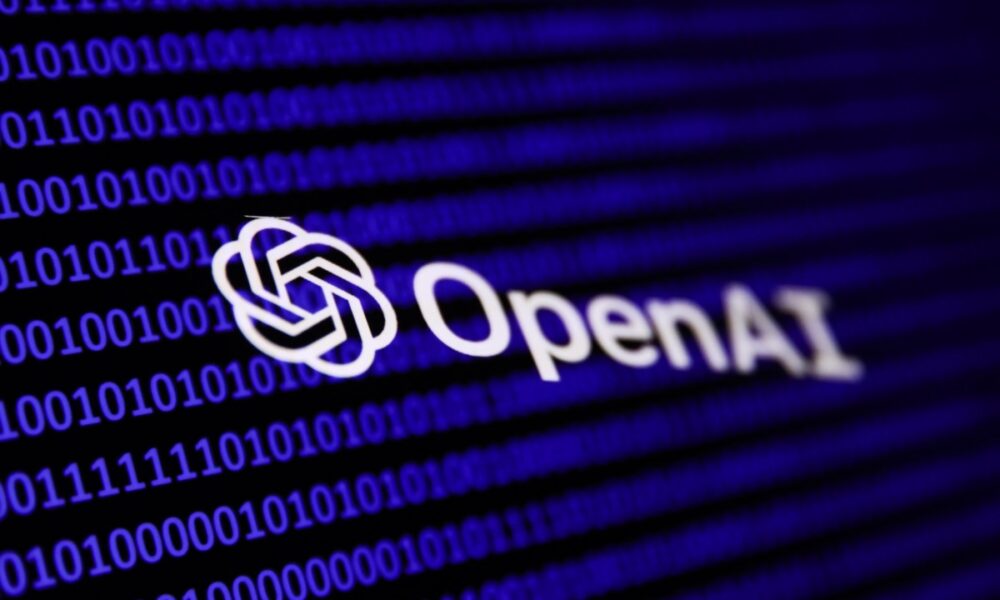 Binary code and OpenAI logo