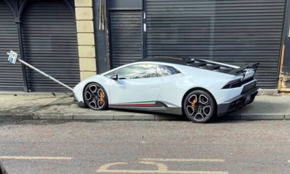 Lamborghini Huracan crash leaves pedestrian hospitalised in the UK