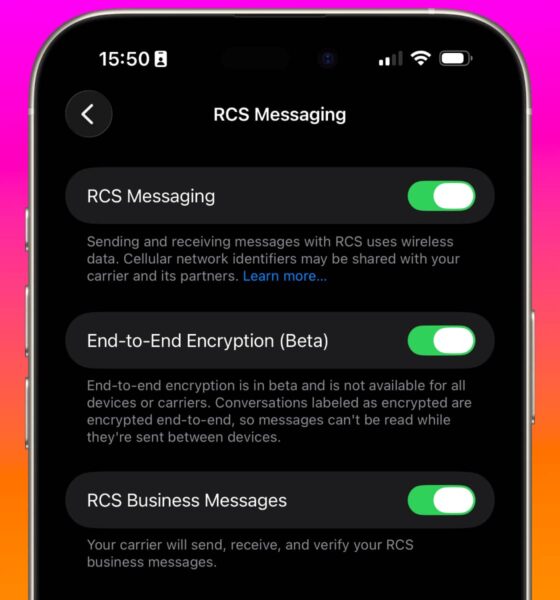 iOS 26.4 beta 1 RCS Encryption beta toggle hero
