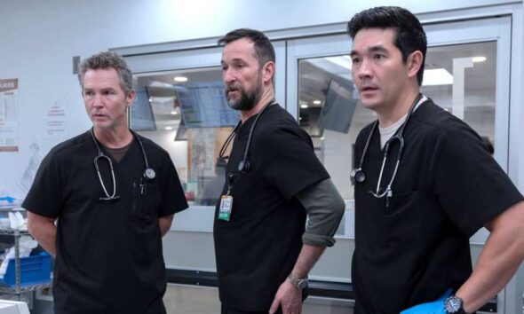 The Pitt season 2 - Shawn Hatosy as Dr. Jack Abbot, Noah Wyle as Dr. Robby, Ken Kirby as Dr. John Shen