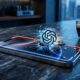 A conceptual image showing an iPhone with a glitching Apple Intelligence interface, symbolizing the legal tension between Apple and OpenAI.