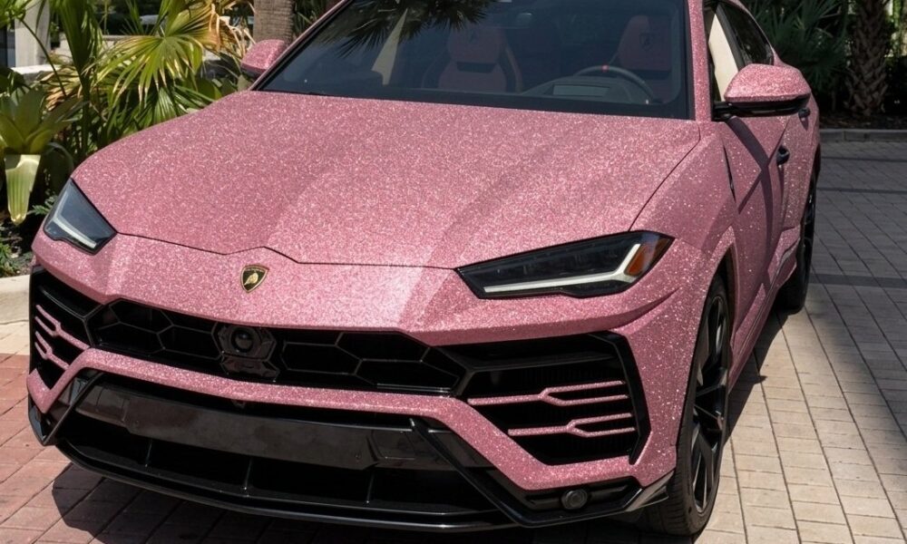 World's first Lamborghini Urus in pink diamond finish shimmers in sunlight