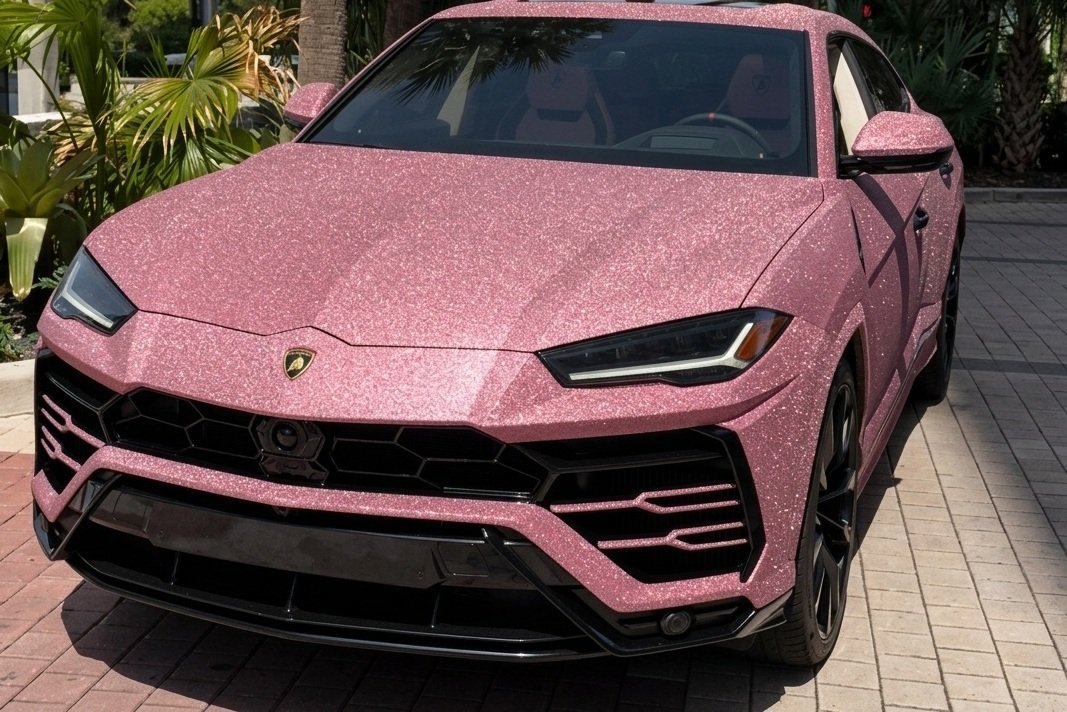 World's first Lamborghini Urus in pink diamond finish shimmers in sunlight