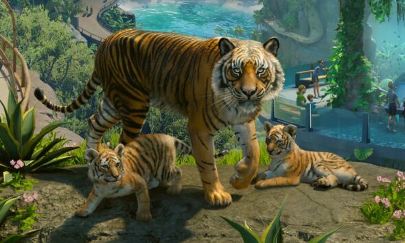 Planet Zoo 2 keyart diorama with tigers – header