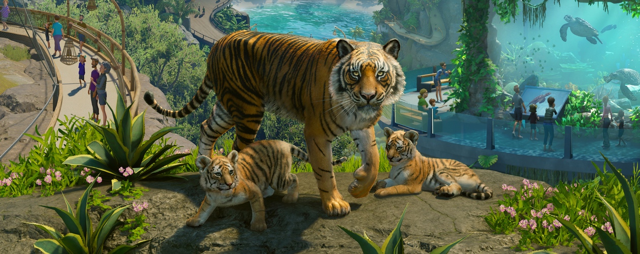 Planet Zoo 2 keyart diorama with tigers – header