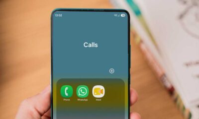 Samsung phone calls folder with Phone, WhatsApp and Google Meet icons