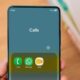 Samsung phone calls folder with Phone, WhatsApp and Google Meet icons