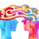 Graphic watercolor drawing of a mind meld