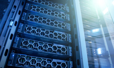 A close-up view of high-performance servers housed in a modern data center, showcasing advanced technology and efficient server management in an organized environment. HPC