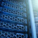 A close-up view of high-performance servers housed in a modern data center, showcasing advanced technology and efficient server management in an organized environment. HPC