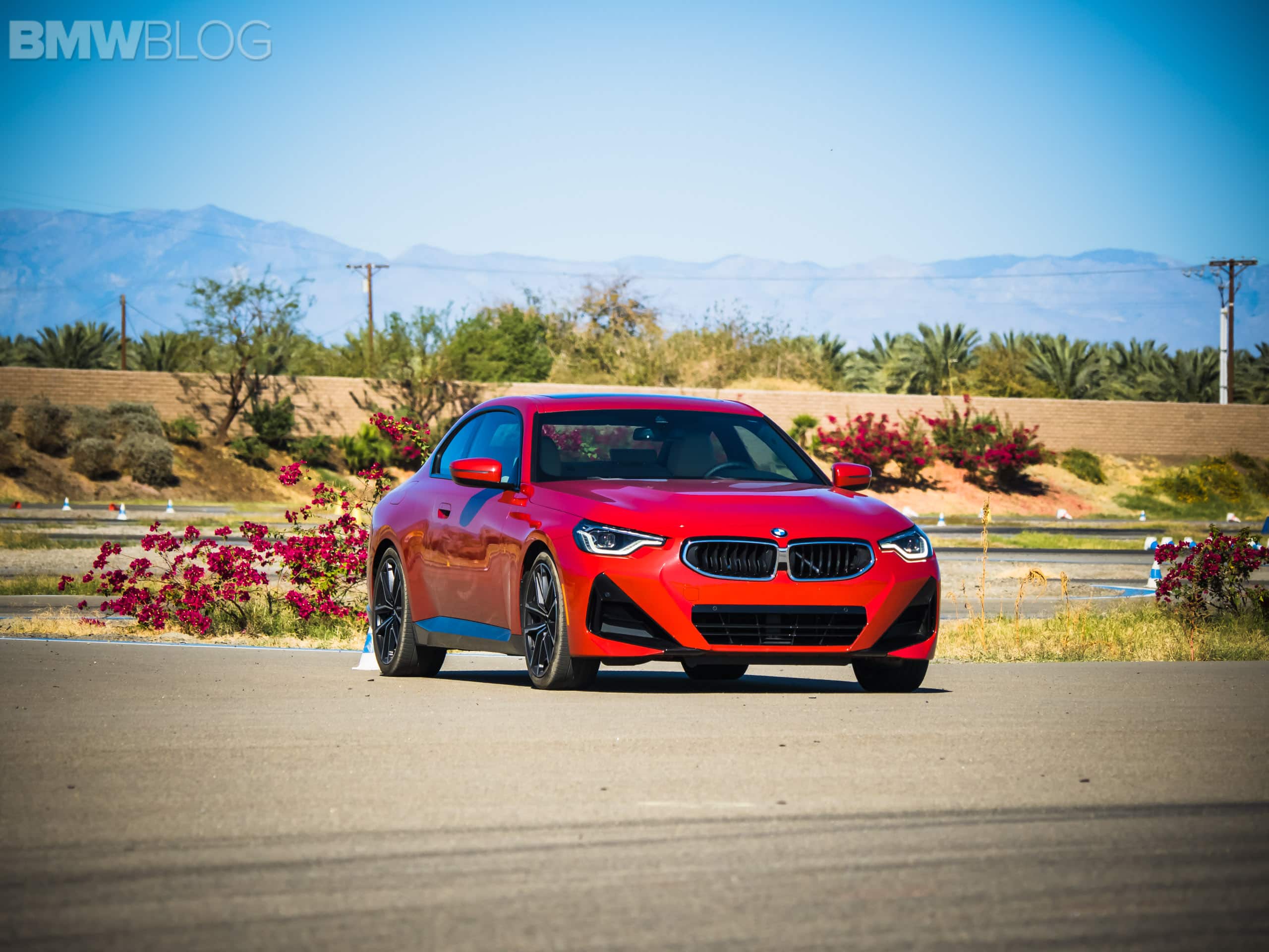 Front end of the BMW 230i Coupe in Melbourne Red