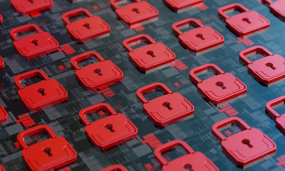 Cybersecurity concept red padlocks