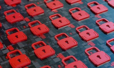 Cybersecurity concept red padlocks
