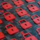 Cybersecurity concept red padlocks