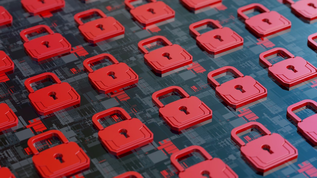 Cybersecurity concept red padlocks