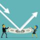 render of man and woman holding dollar bill, arrow deflecting off it