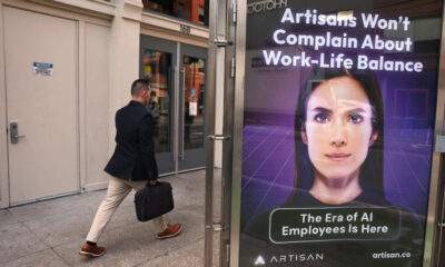 An ad for AI company Artisan is posted on 2nd Street on December 05, 2024 in San Francisco, California.