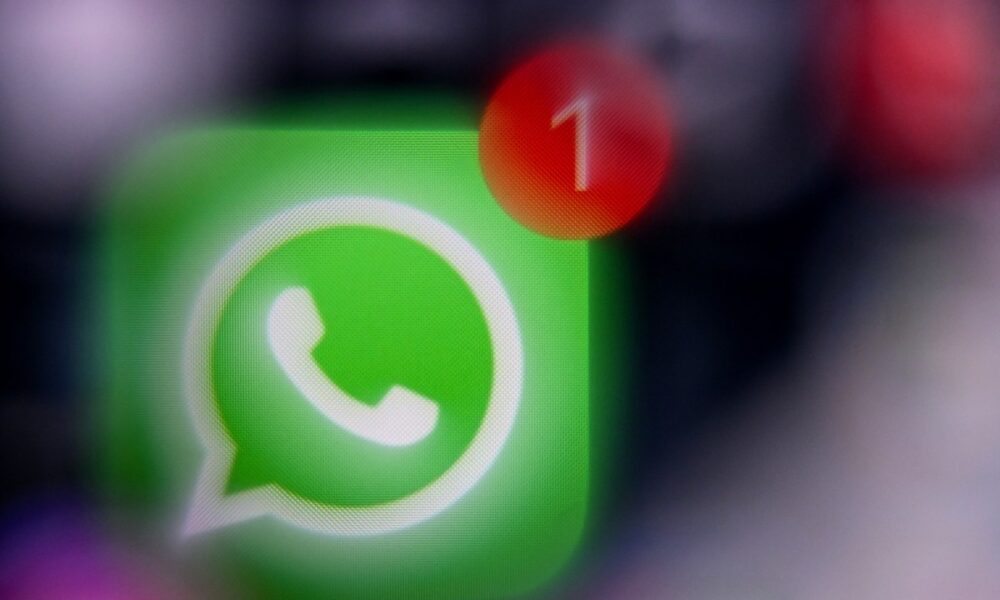 This illustration photograph taken on December 1, 2025, shows the logo of US instant messaging software Whatsapp displayed on a smartphone's screen.