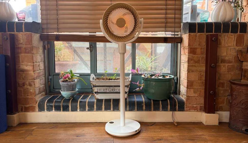 SwitchBot fan in front of window
