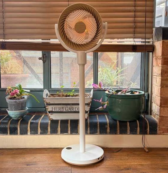 SwitchBot fan in front of window
