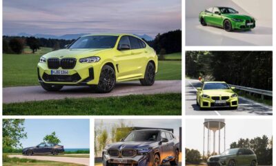 Lineup of BMW M models showcasing various body styles and colors, representing M Series depreciation comparison