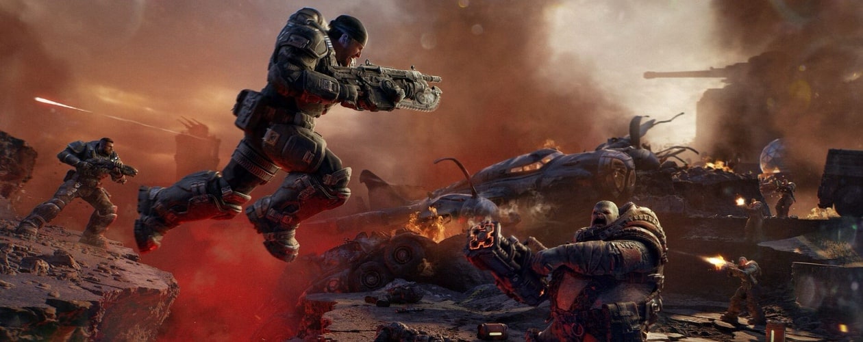 Gears of War E-Day header Marcus Jumping