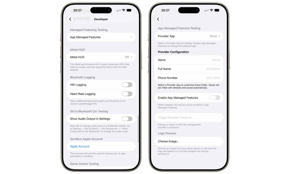 App Managed Features iOS 27 Developer Mode